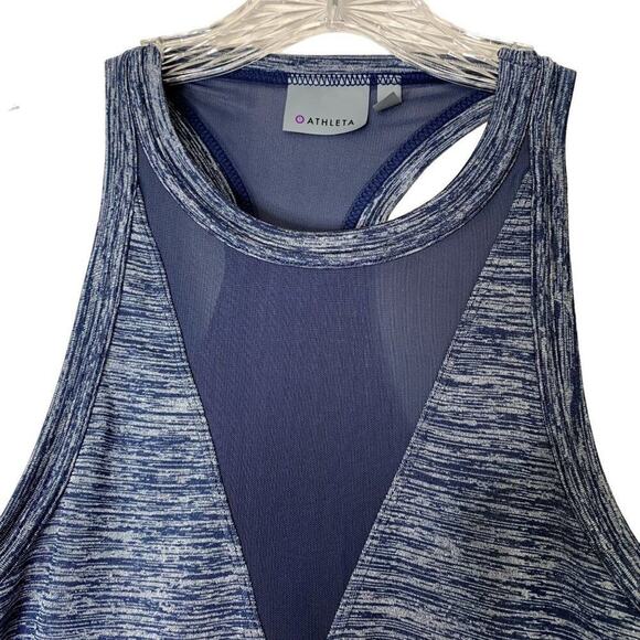 Athleta Utopia Heather Blue Cutouts Mesh Tank top Size XXS - Picture 2 of 5